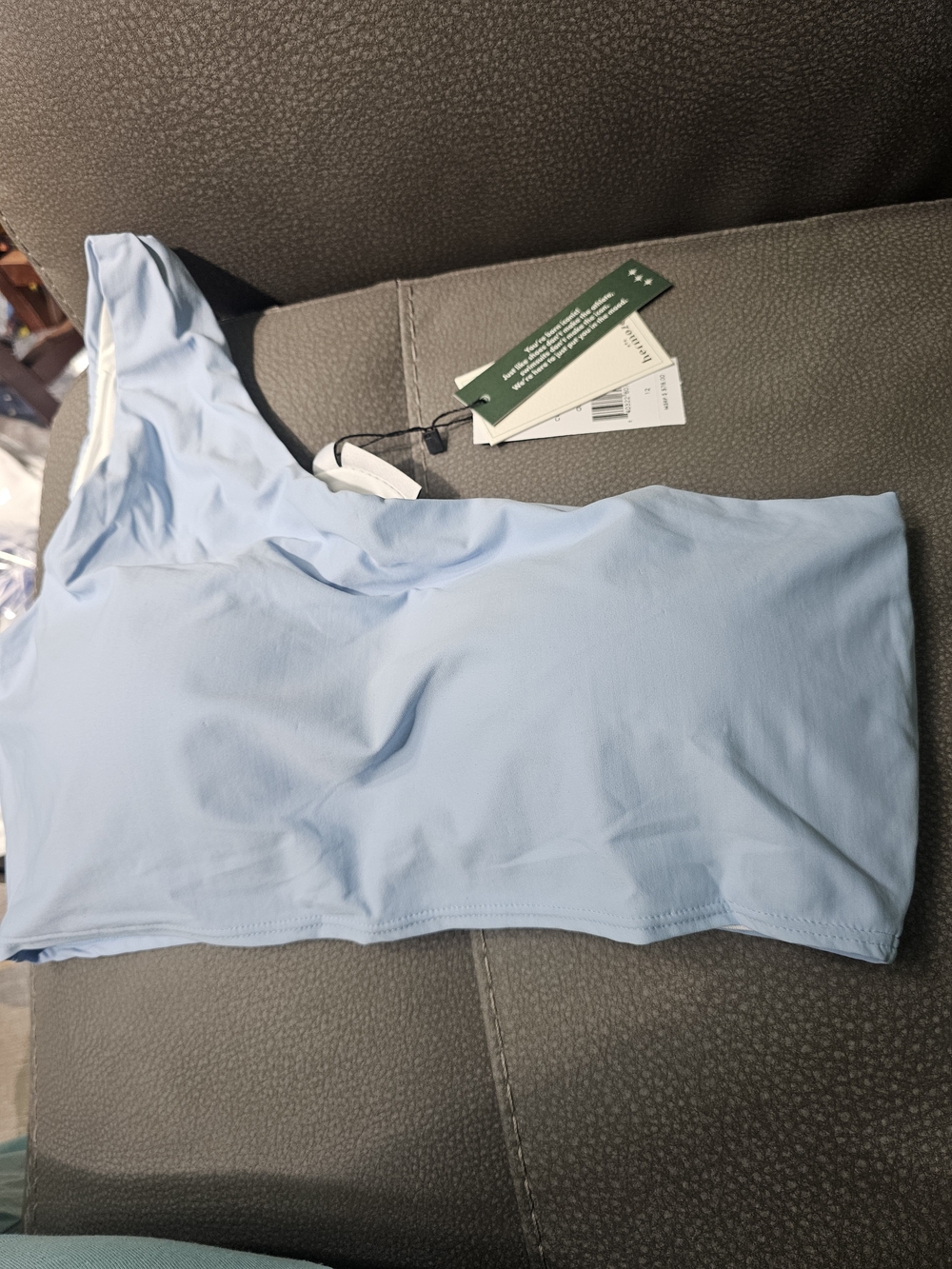 NWT Hermoza Gianna One-Shoulder Bikini Swim Top Powder Blue Size 12